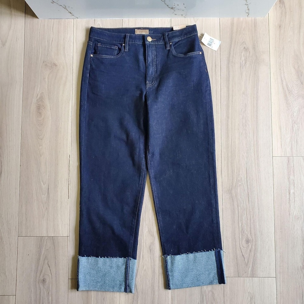 KUT From‎ The Kloth Jeans Womens 10 Blue Fay High Rise Straight Cuffed Denim